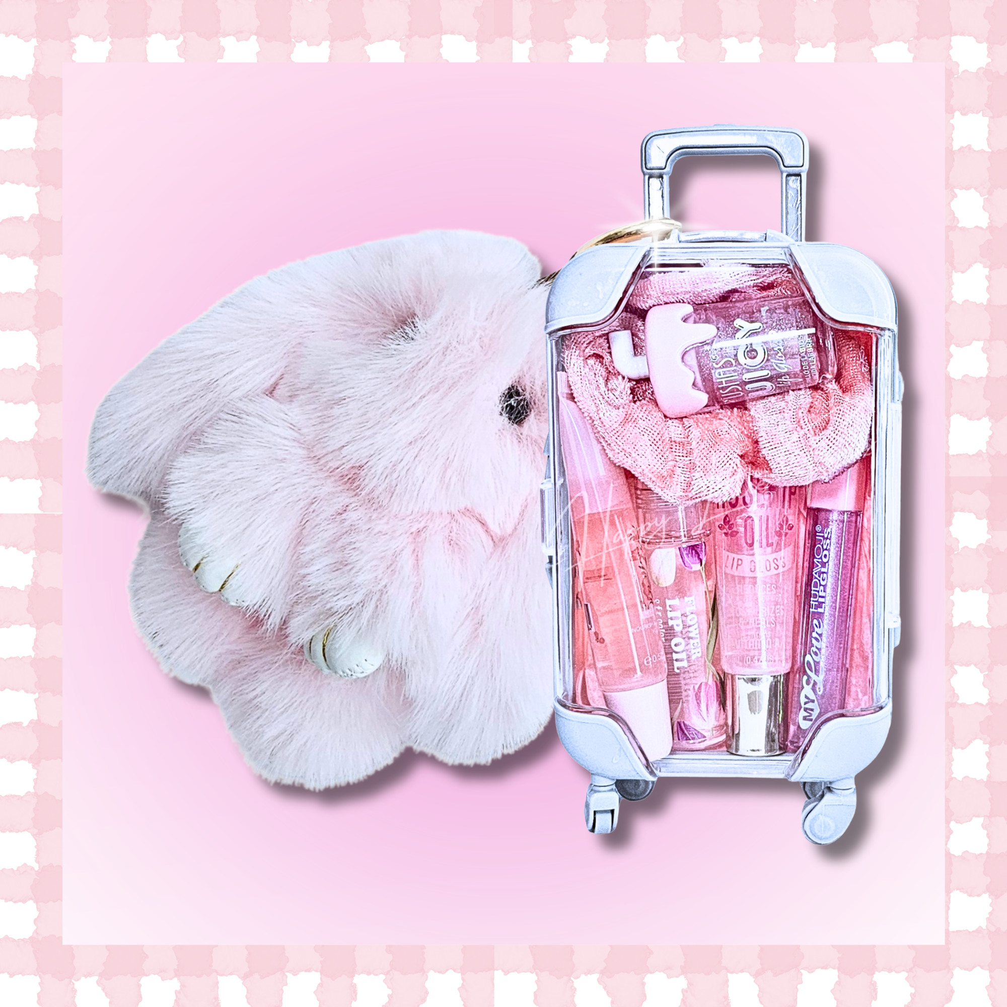 ✨ Classic Glam Mini Suitcase Bundle + Fluffy Bunny Charm ✨
