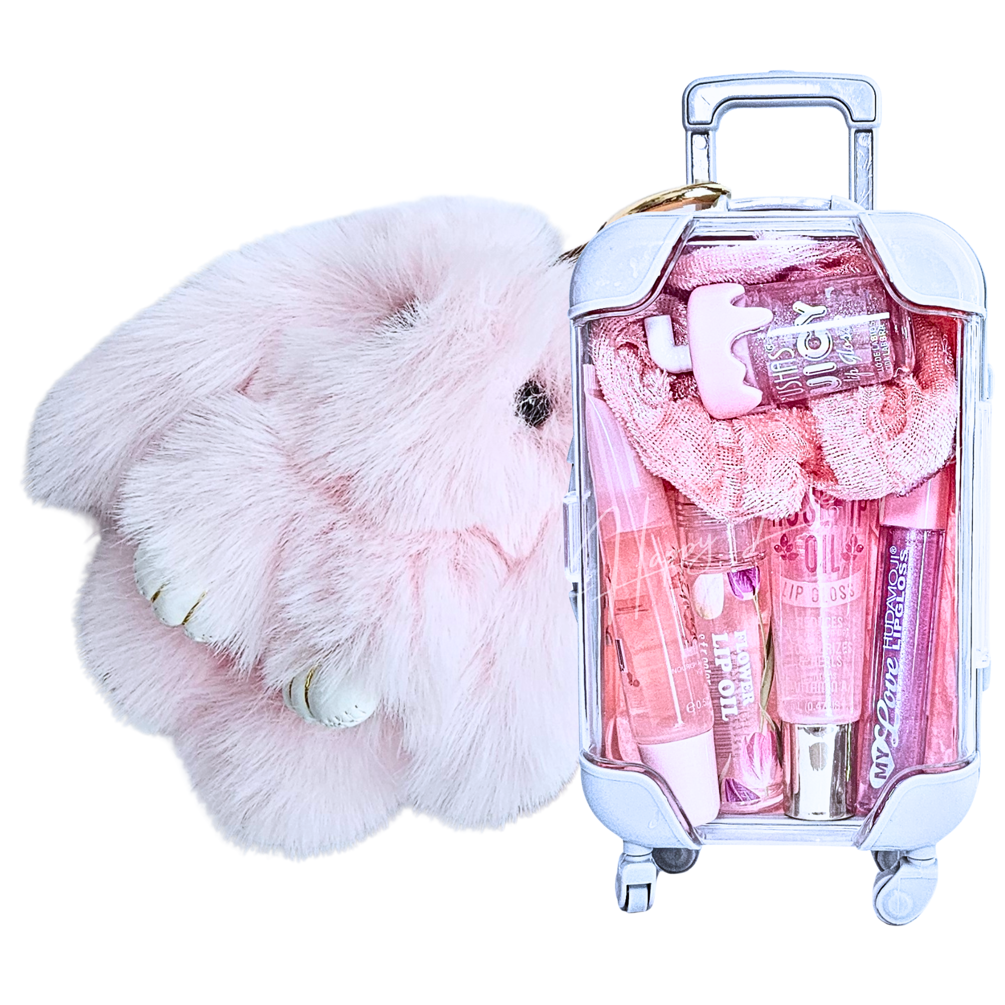 ✨ Classic Glam Mini Suitcase Bundle + Fluffy Bunny Charm ✨