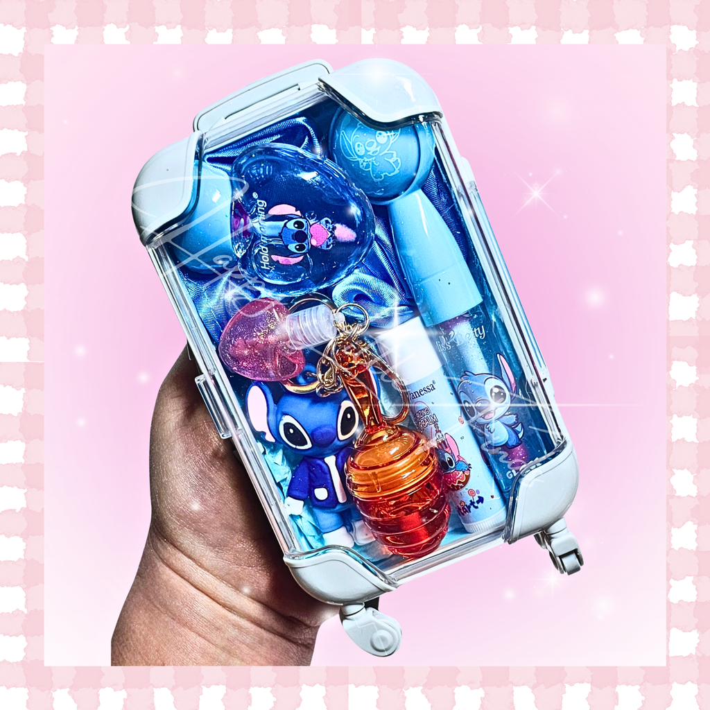 💙 Stitch or Angel Alien Mini Suitcase – Aesthetic Lip & Accessory Set