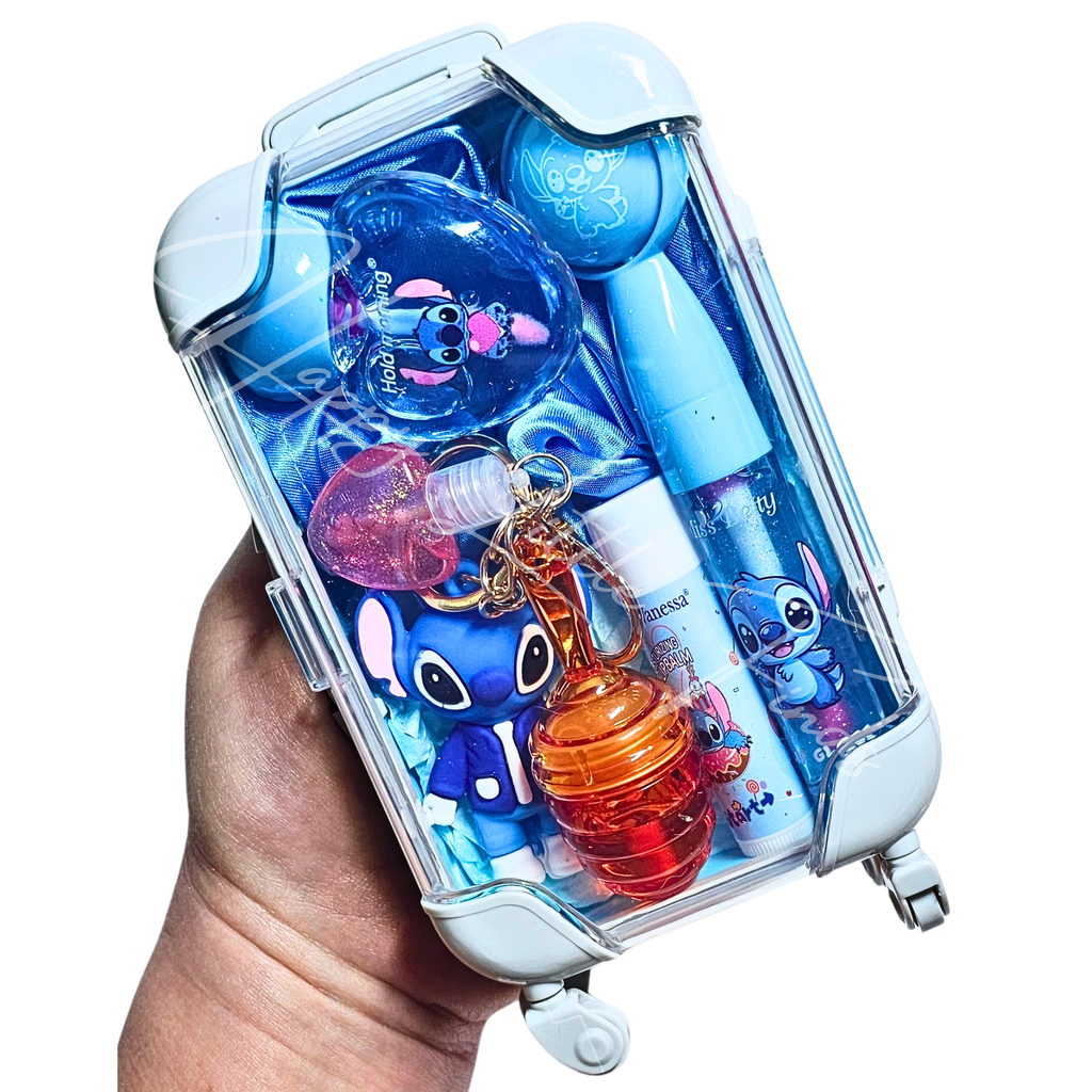 💙 Stitch or Angel Alien Mini Suitcase – Aesthetic Lip & Accessory Set
