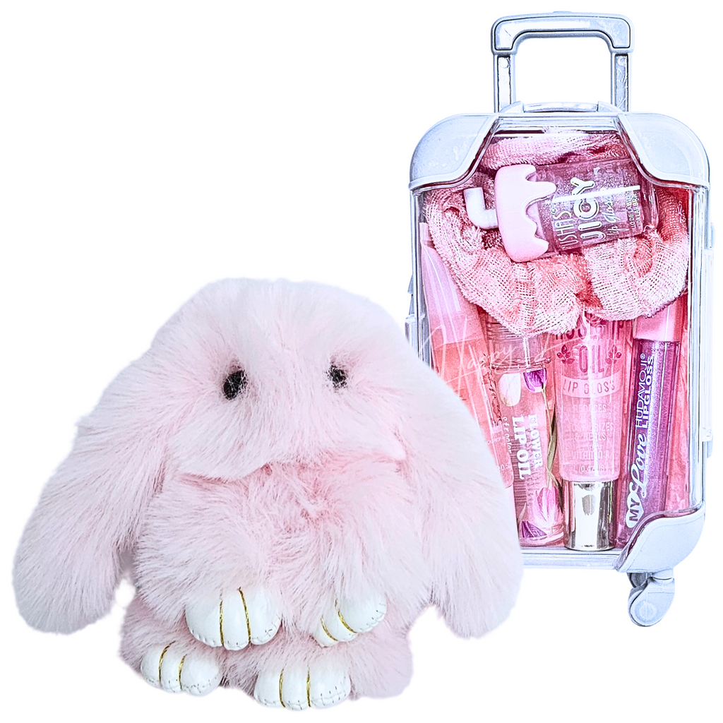 ✨ Classic Glam Mini Suitcase Bundle + Fluffy Bunny Charm ✨