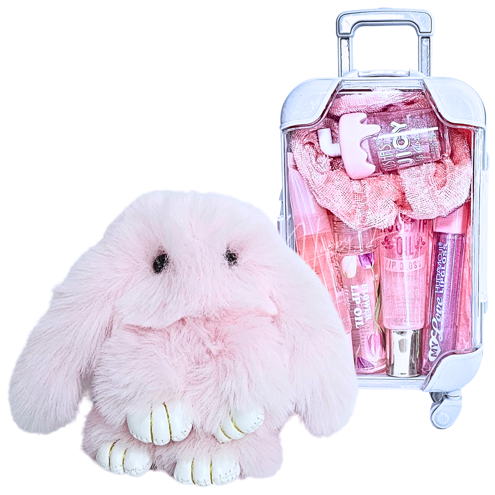 ✨ Classic Glam Mini Suitcase Bundle + Fluffy Bunny Charm ✨